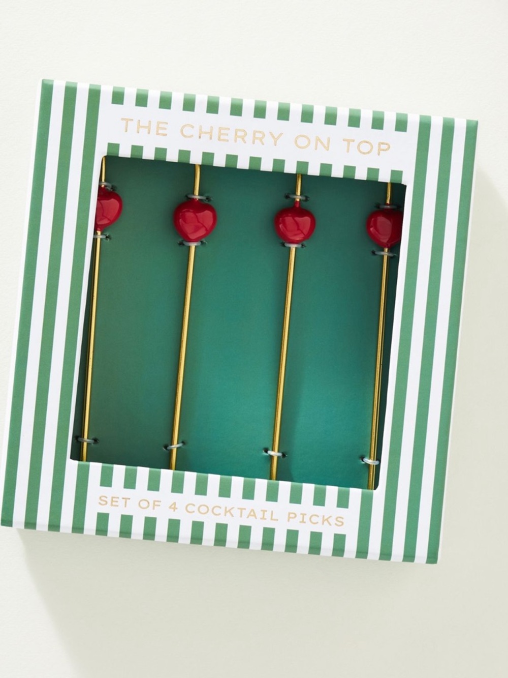 NWT Anthropologie Cherry Cocktail Garnish Picks Set of 4